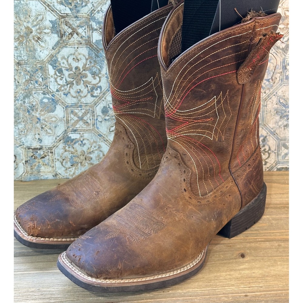 Ariat Sport Western Cowboy Boots Square Toe Work Mens 8.5EE Brown